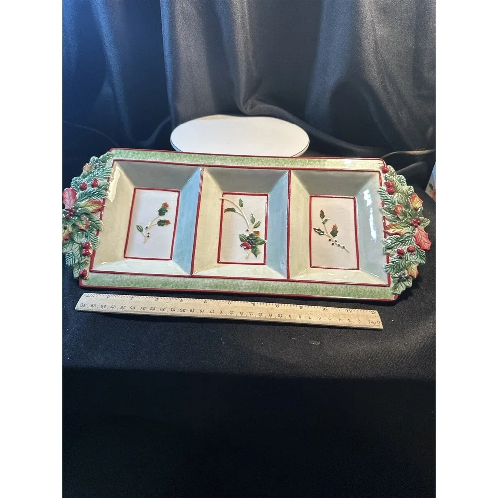 fitz and floyd winter holiday platter